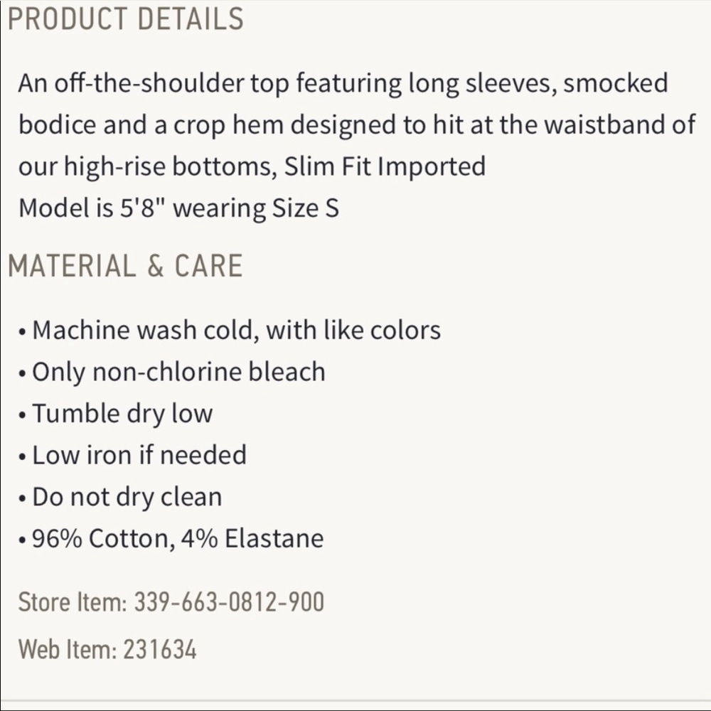 Hollister Smocked Off The Shoulder Long Sleeve Crop Top - Picture 8 of 8